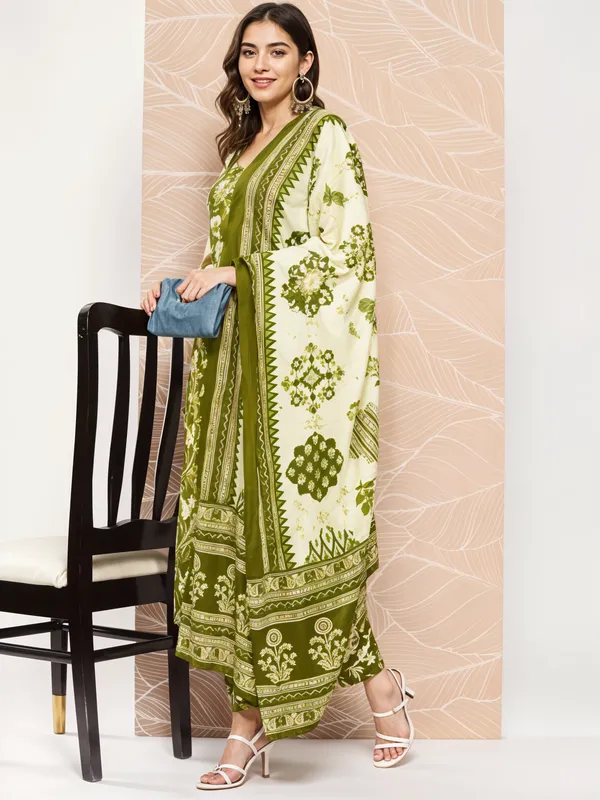 Olive_Green_3_Pc_SL_Long_Kurta_Pant_With_Dupatta__Premium_set__For_Women
