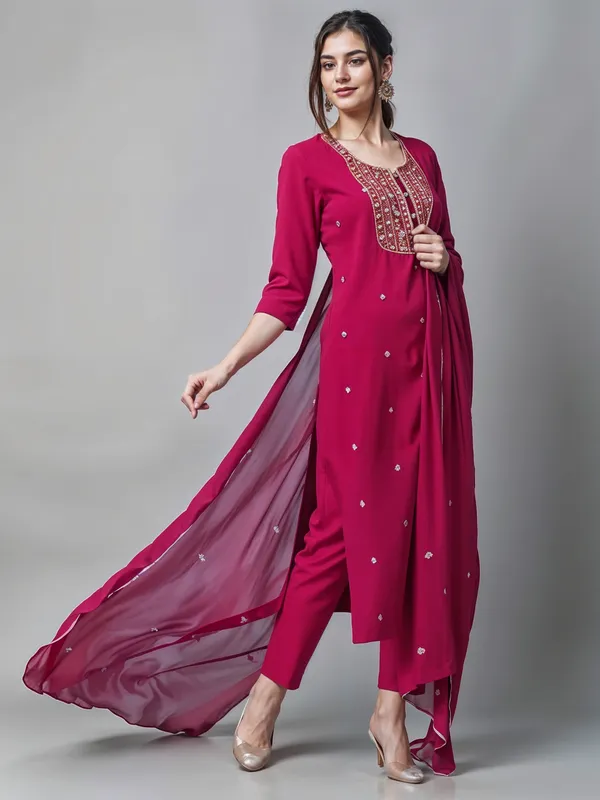 Pink_3_Pc_Embroidery_Straight_Kurta_Pant_With_Dupatta_Set_Push_Premium_For_Women