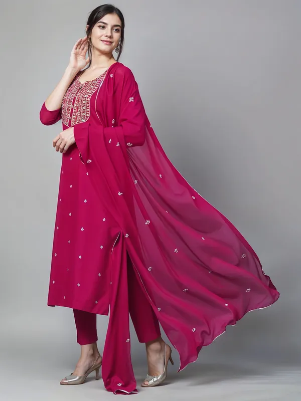Pink_3_Pc_Embroidery_Straight_Kurta_Pant_With_Dupatta_Set_Push_Premium_For_Women