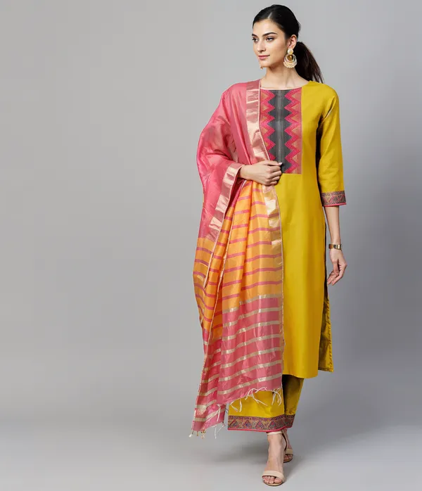 Golden_Yellow_Boat_Neck_Designer_Kurta_Palazzo_With_Dupatta__Set_Push_Premium_For_Women