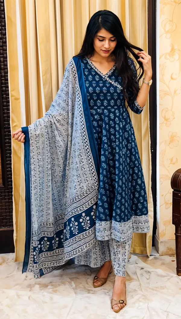 Blue_3_Pc_Anarkali_overlap_Kurta_Palazzo_With_Dupatta__Set_Push_Premium_For_Women