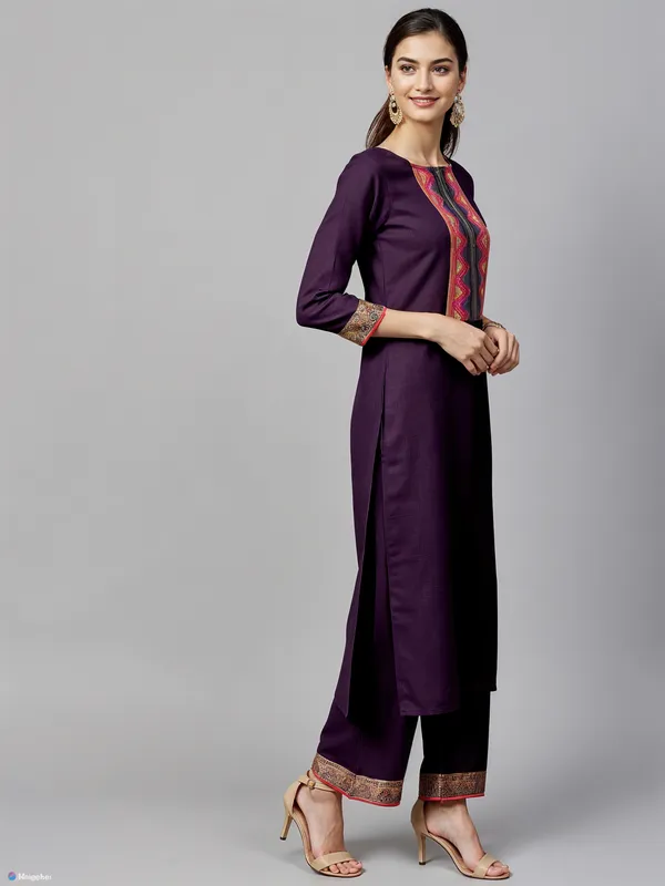 Wine_3_Pc_Boat_Neck_Designer_Kurta_Palazzo_With_Dupatta__Set_Push_Premium_For_Women
