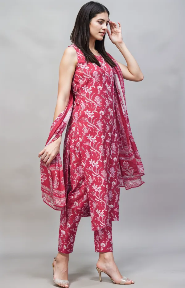 Pink_3_Pc_SL_Long_Kurta_Olive_Green_3_Pc_SL_Long_Kurta_Pant_With_Dupatta__For_Women