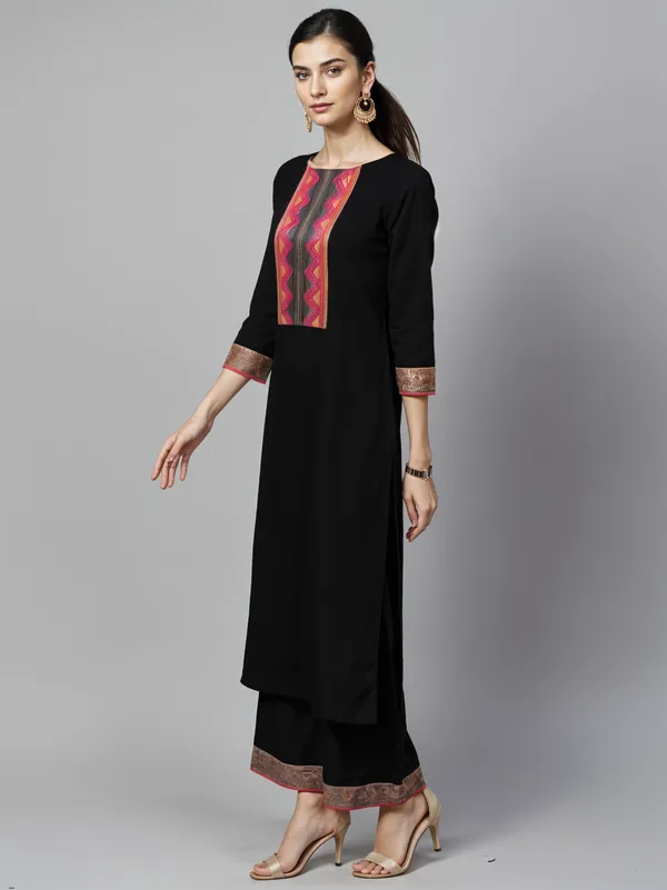 Black_Boat_Neck_Designer_Kurta_Palazzo_With_Dupatta__Set_Push_Premium_For_Women