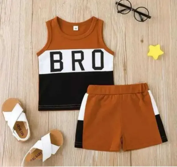 Brown_Cotton_Solid_T-Shirt_Shorts_For_Baby_Boys_&_Baby_Girls