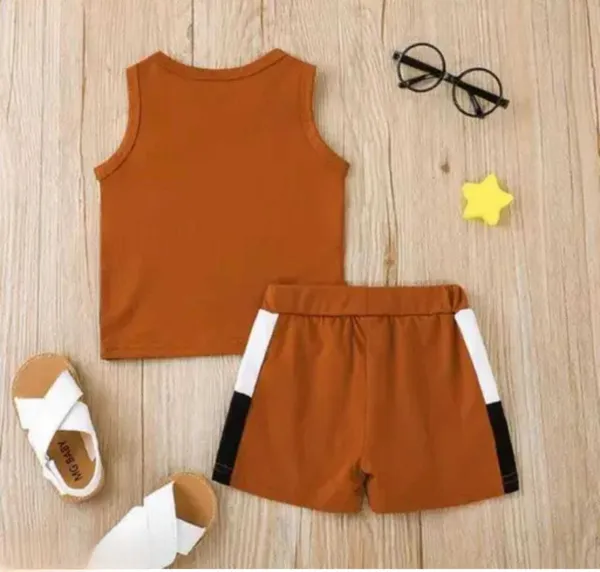 Brown_Cotton_Solid_T-Shirt_Shorts_For_Baby_Boys_&_Baby_Girls