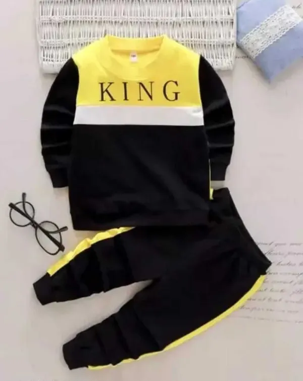 Yellow_King_Printed_Cotton_T-Shirt_&__Pyjama_Set_For_Boys_&_Girls