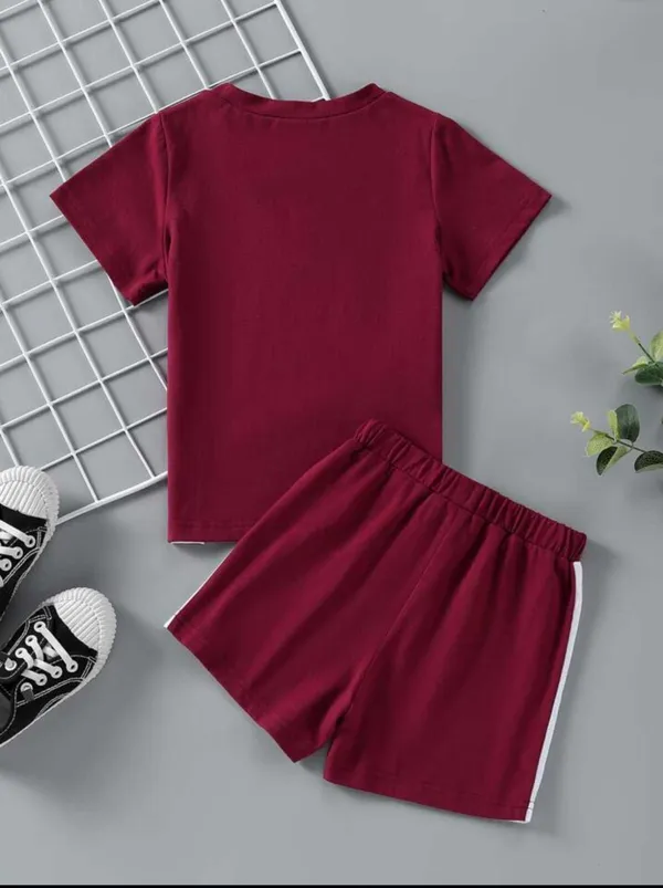 Maroon_Cotton_Solid_T-Shirt_Shorts_For_Baby_Boys_&_Baby_Girls