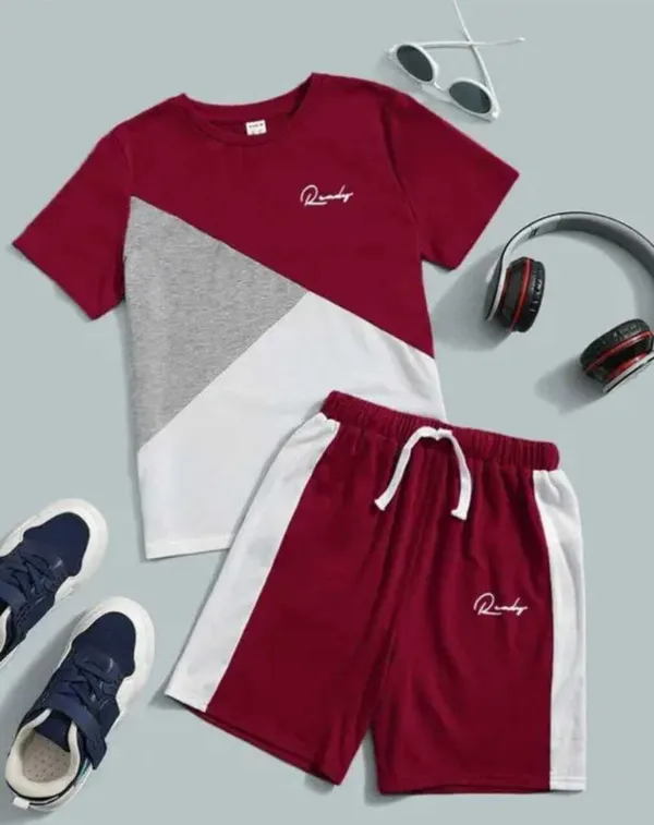 Maroon_Cotton_Solid_T-Shirt_Shorts_For_Baby_Boys_&_Baby_Girls