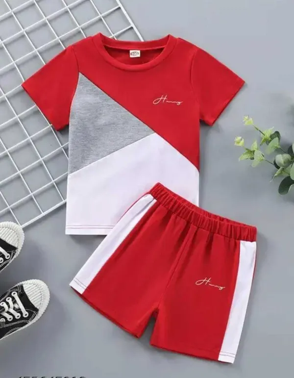 Red_Cotton_Solid_T-Shirt_Shorts_For_Baby_Boys_&_Baby_Girls