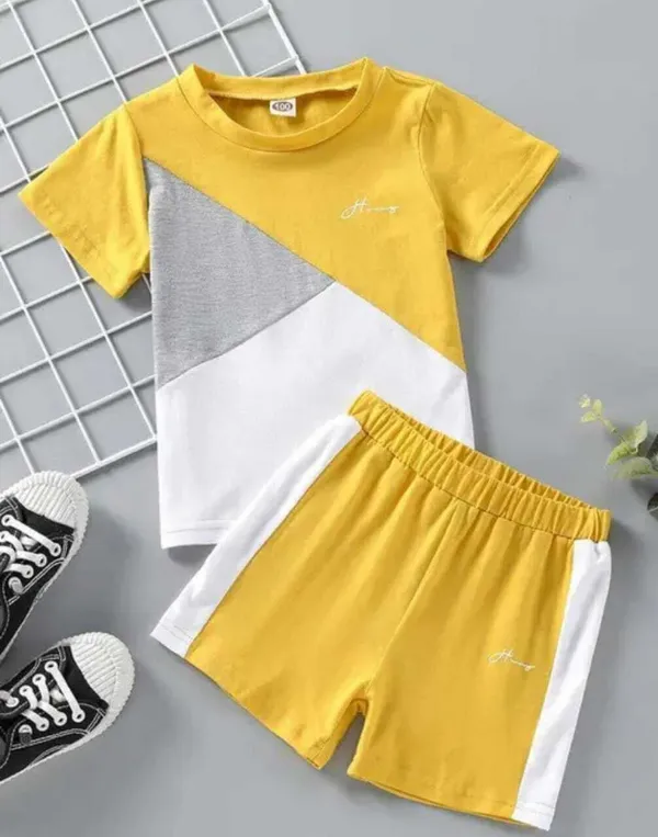 Yellow_Cotton_Solid_T-Shirt_Shorts_For_Baby_Boys_&_Baby_Girls
