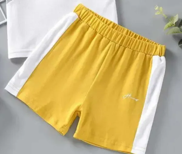Yellow_Cotton_Solid_T-Shirt_Shorts_For_Baby_Boys_&_Baby_Girls