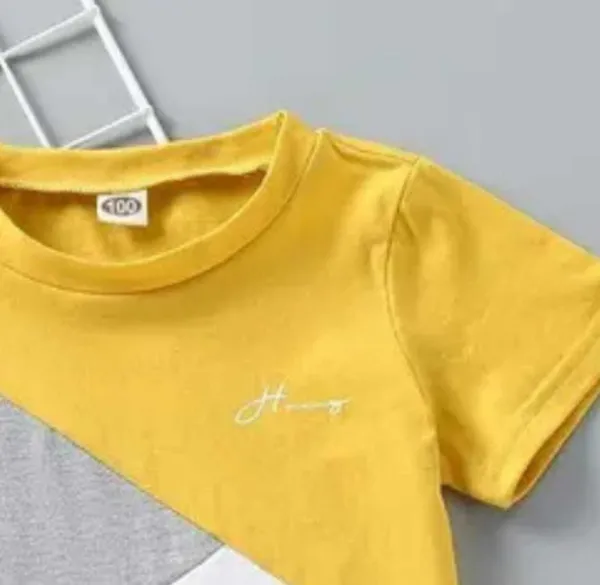 Yellow_Cotton_Solid_T-Shirt_Shorts_For_Baby_Boys_&_Baby_Girls