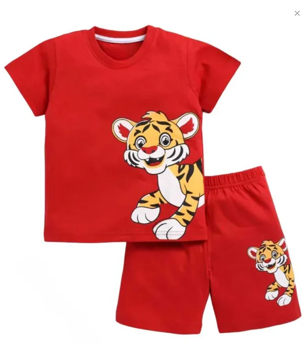 Pack_of_2_Red_&_Black_Cotton_Printed_T-Shirt_&_Short_Set_For_Baby_Boys_&_Girls