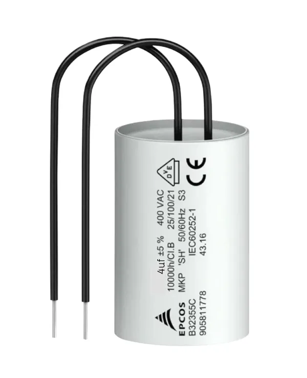 EPCOS_4_MFD_4uF_440VAC_50/60Hz_Capacitor_(Pack_of_2)_-_Round,_Polycarbonate,_Snap-In_Mount_-_Suitable_for_Ceiling_Fans,_Coolers,_Motors,_Air_Coolers,_Chimneys