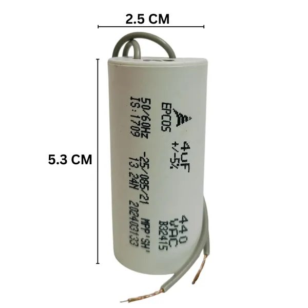 EPCOS_4_MFD_4uF_440VAC_50/60Hz_Capacitor_(Pack_of_2)_-_Round,_Polycarbonate,_Snap-In_Mount_-_Suitable_for_Ceiling_Fans,_Coolers,_Motors,_Air_Coolers,_Chimneys