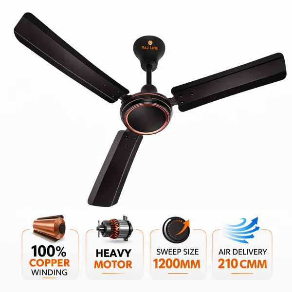 RAJ_LINE_Smoke_Brown_48_inch_Copper_Winding_Ceiling_fan_with_2_Years_of_Warranty