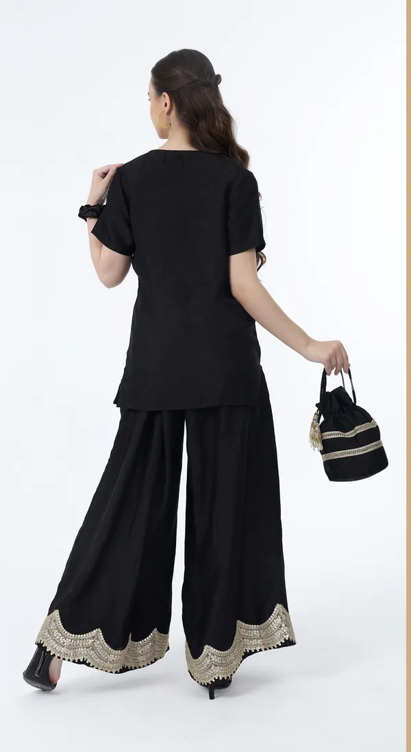 Black_Woven_Premium_Solid_Texture_Polyester_Western_Wear_Co-Ord_Set