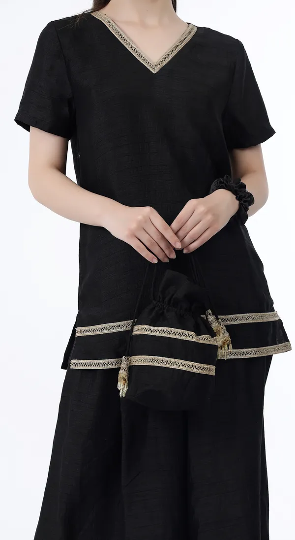 Black_Woven_Premium_Solid_Texture_Polyester_Western_Wear_Co-Ord_Set