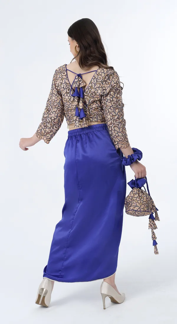 Royal_Blue_Woven_Premium_Western_Wear_Co-Ord_Crop_Top_and_Skirt_Set
