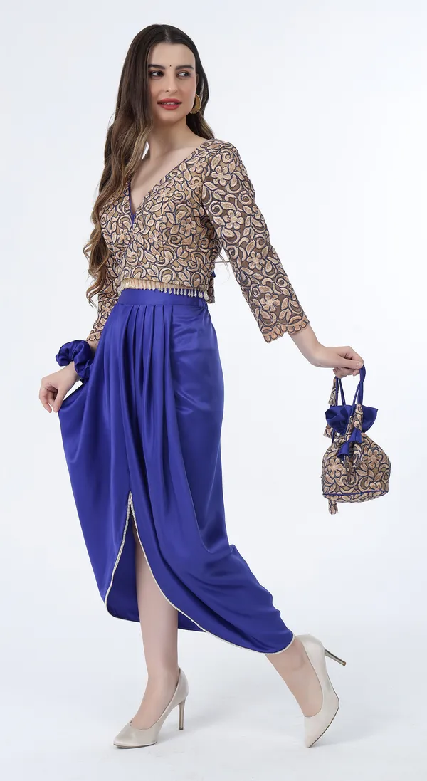 Royal_Blue_Woven_Premium_Western_Wear_Co-Ord_Crop_Top_and_Skirt_Set
