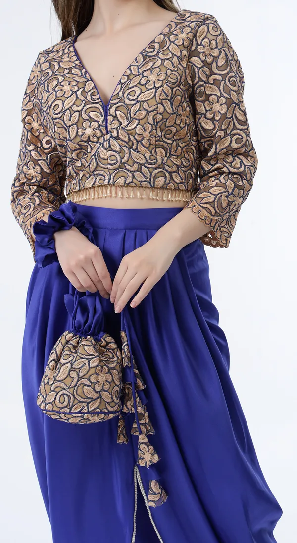 Royal_Blue_Woven_Premium_Western_Wear_Co-Ord_Crop_Top_and_Skirt_Set