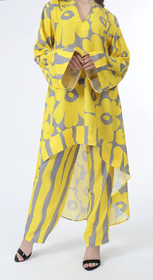 Yellow_Woven_Premium_Polyester_Printed_Oversize_Kurta_Pyjama_Set_and_Complimentary_Scrunchie