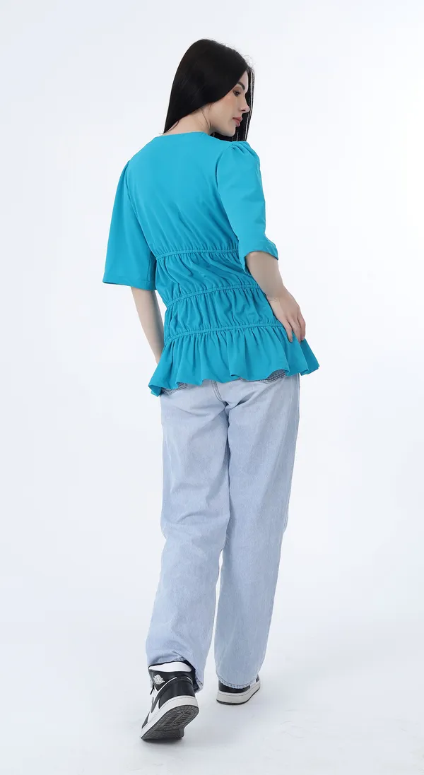 Aqua_Knitted_Premium_Luxurious_Polyester_Half_Sleeve_Top_with_Complimentary_Scrunchie