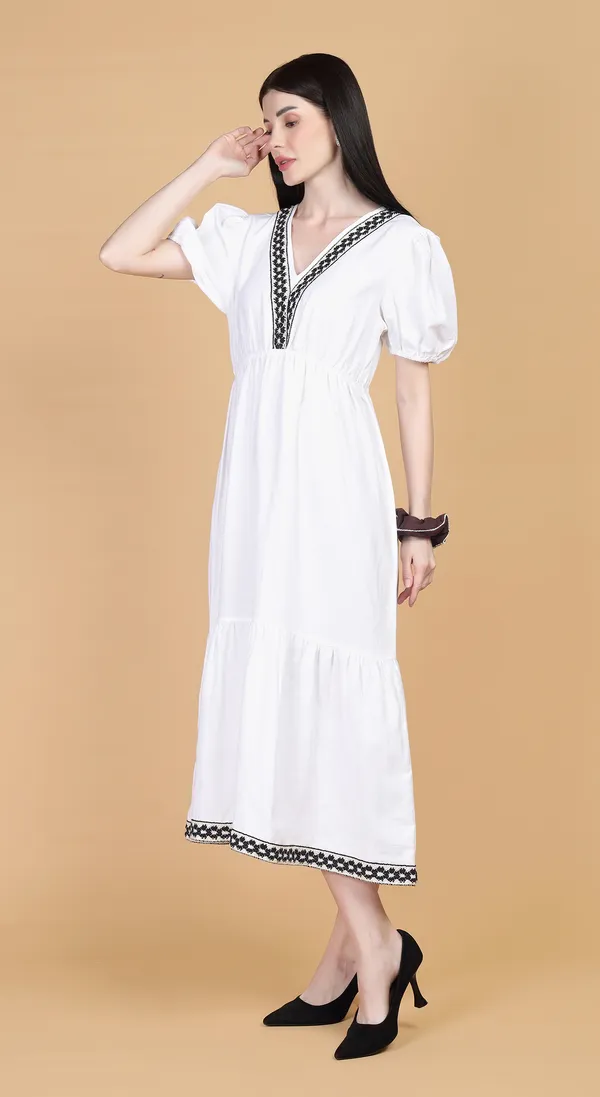White_Woven_Cotton_Linen_A-line_Midi_Dress_with_soft_gathers
