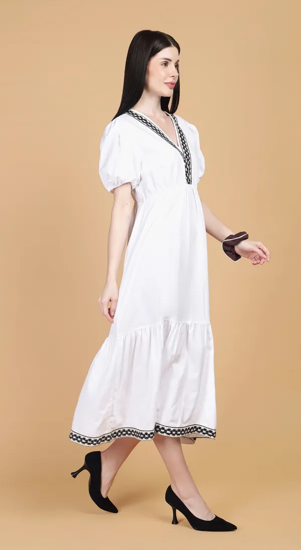 White_Woven_Cotton_Linen_A-line_Midi_Dress_with_soft_gathers