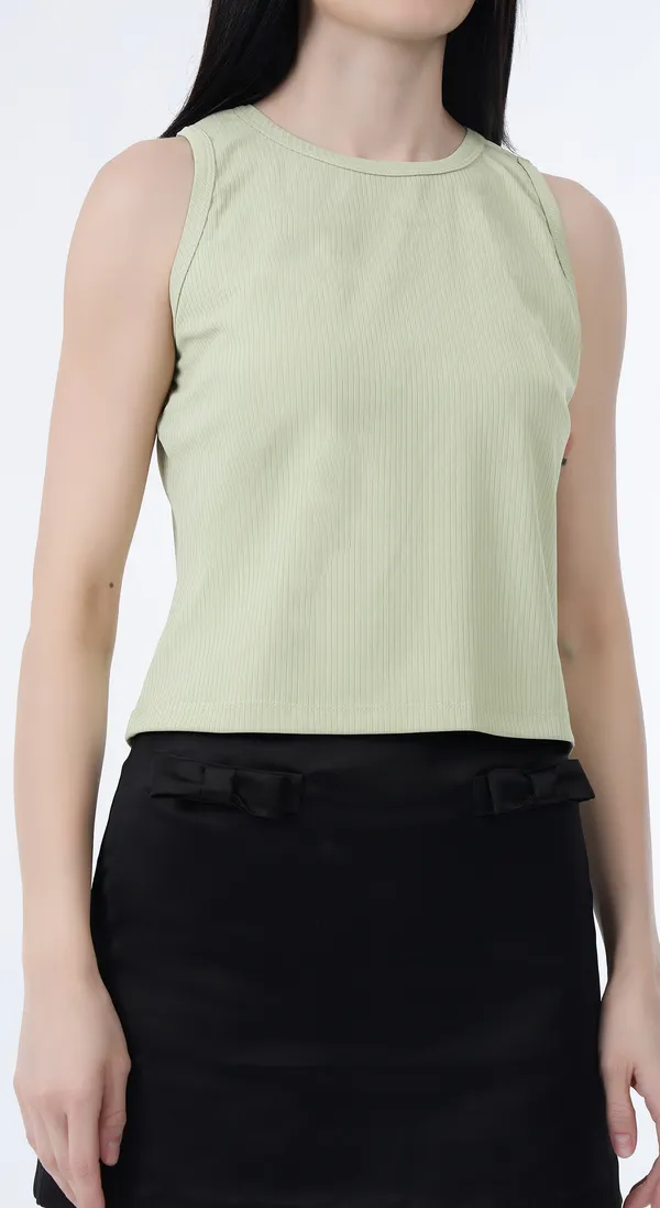 Lime_Knitted_Premium_Polyester_Sleeveless_Tank_Top_with_Complimentary_Scrunchie