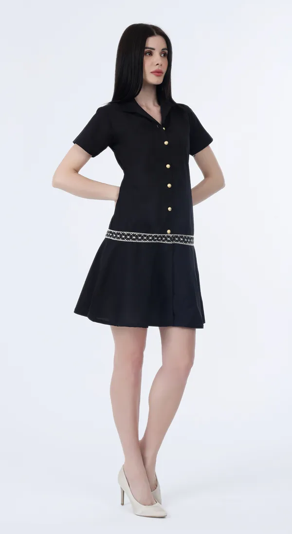 Black_Woven_Premium_Cotton_Dress_with_Complimentary_Scrunchie