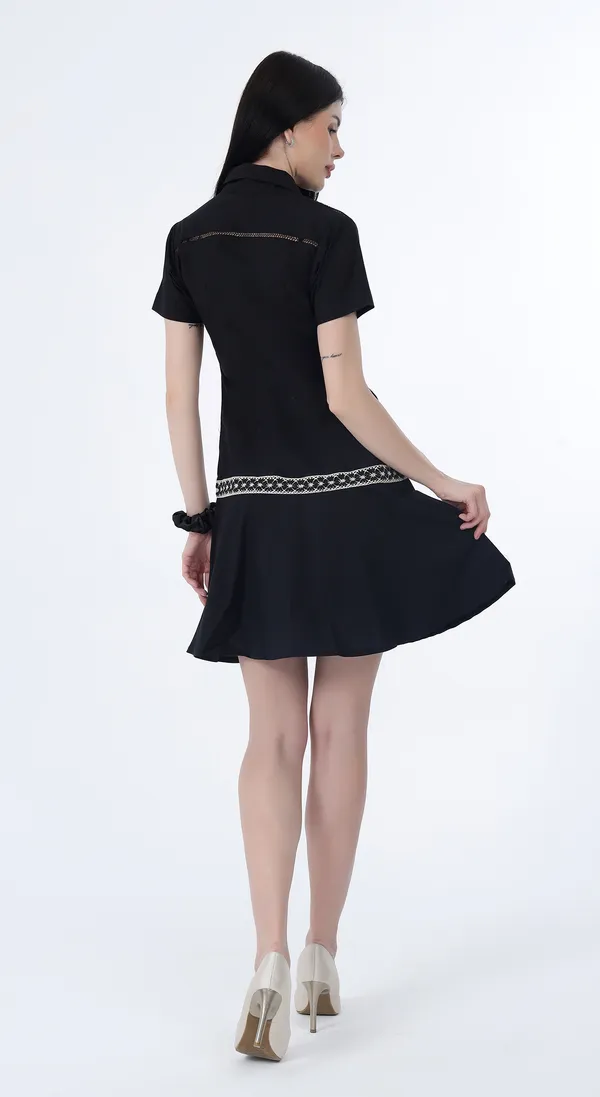 Black_Woven_Premium_Cotton_Dress_with_Complimentary_Scrunchie