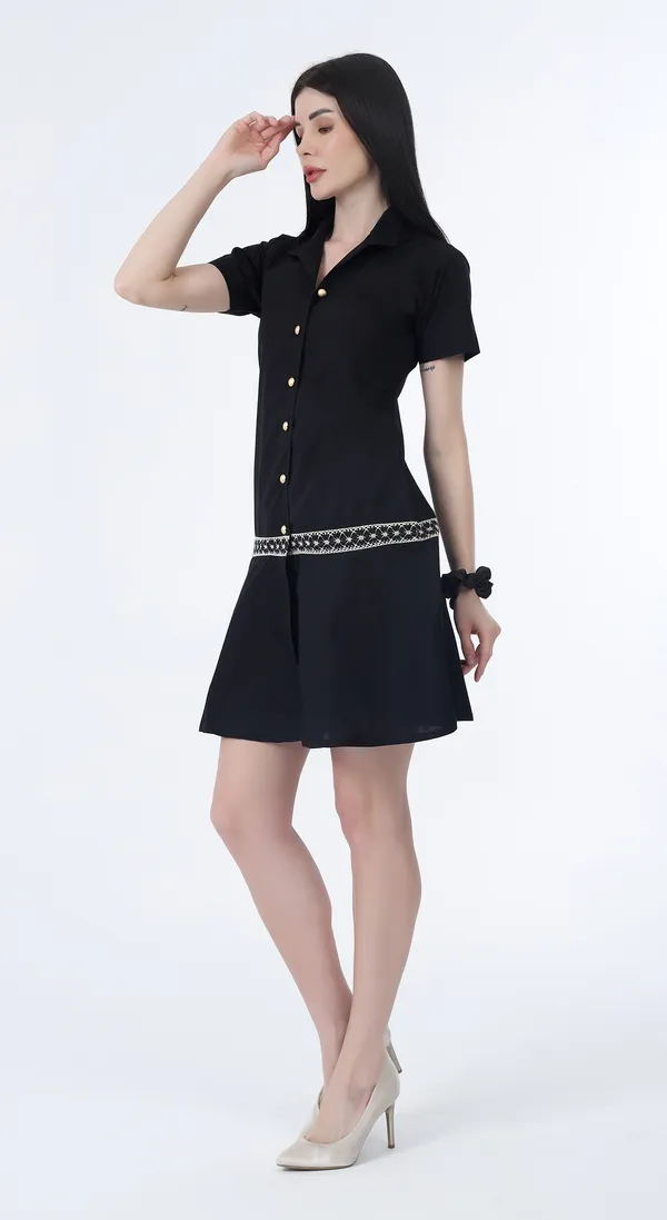 Black_Woven_Premium_Cotton_Dress_with_Complimentary_Scrunchie