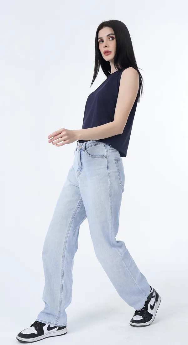 Navy_Knitted_Premium_Polyester_Sleeveless_Tank_Top_with_Complimentary_Scrunchie