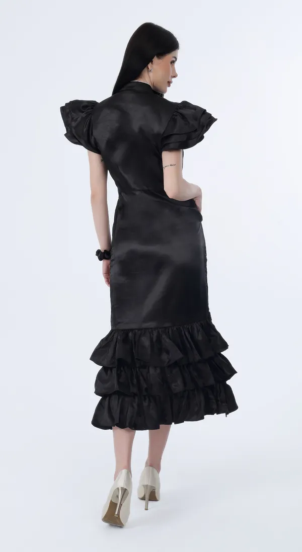 Black_Woven_Premium_Polyester_Silky_Smooth_Satin_Long_Party_wear_Dress_with_Complimentary_Scrunchie