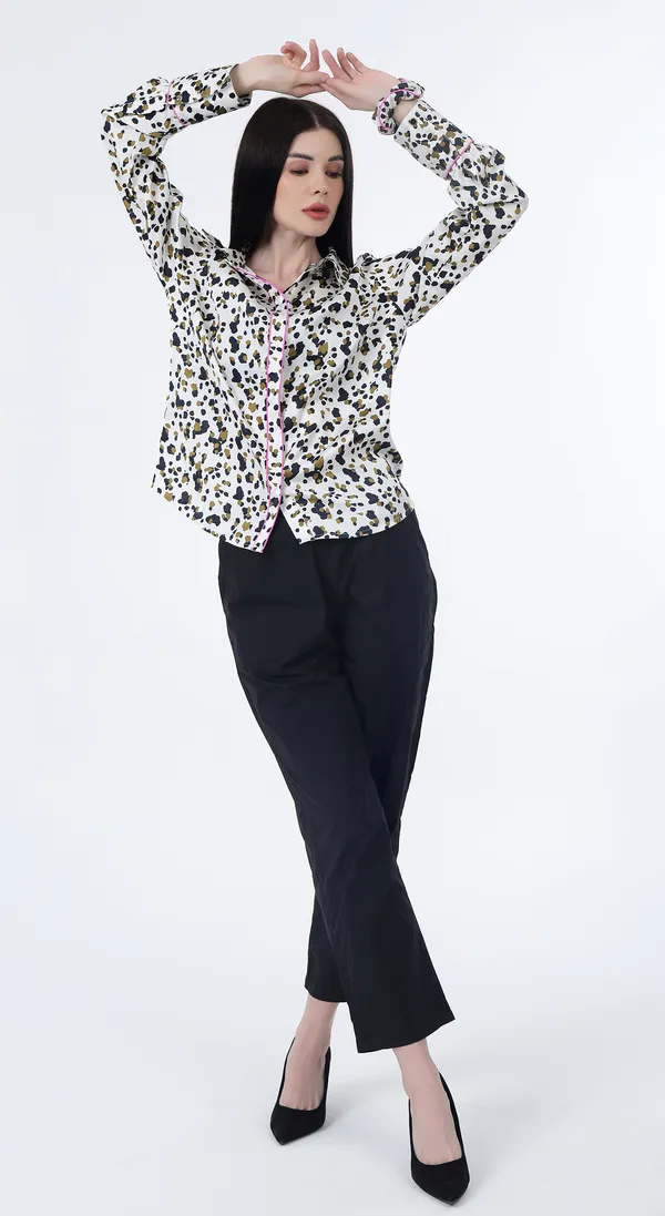 Animal_Print_Woven_Premium_Polyester_Smooth_Silky_Satin_Full_sleeve_Shirt_with_Complimentary_Scrunchie