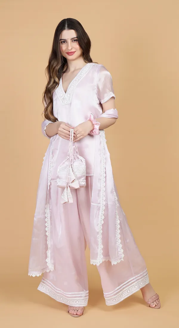 Levender_Woven_Premium_Solid_Blended_Silk_Organza_Western_Wear_Co-Ord_Set