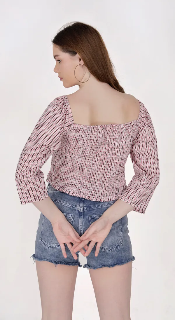 Pink_Off-Shoulder_Smocked_Crop_Western_Wear_Top_For_Women