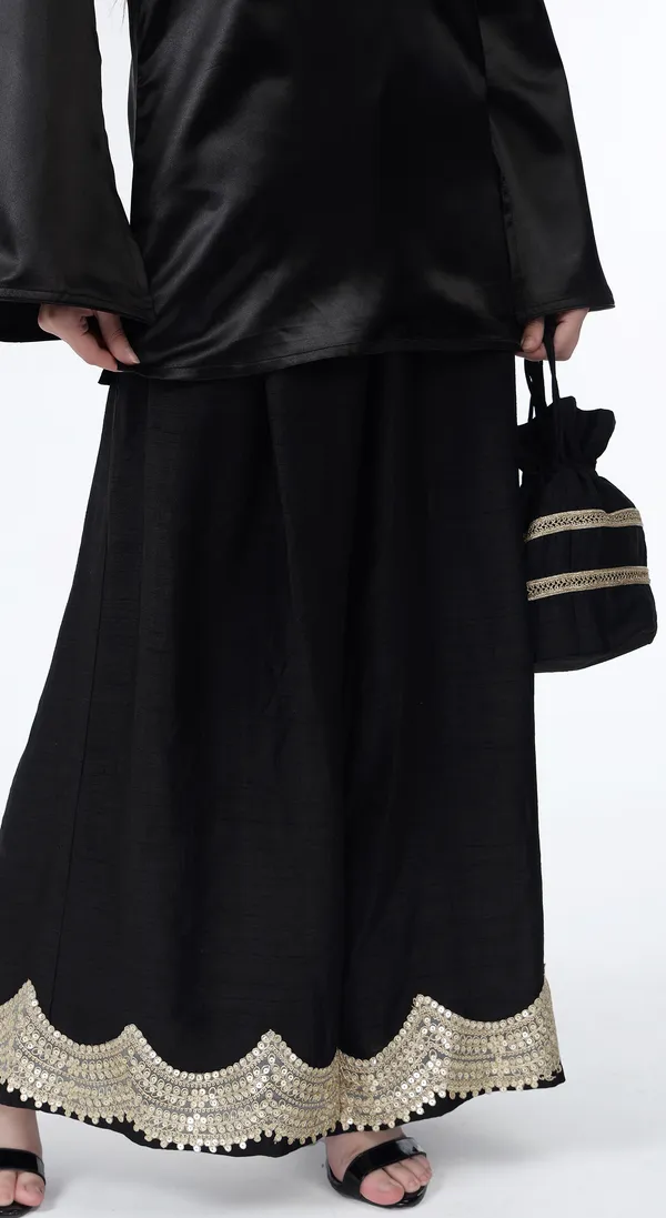 Black_Woven_Premium_Solid_Smooth_Satin_Western_Wear_Co-Ord_Set