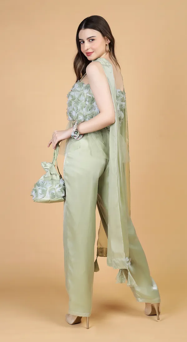 Pista_Green_Woven_Premium_Blended_Soft_Silk_Organza_Western_Wear_Co-Ord_Set