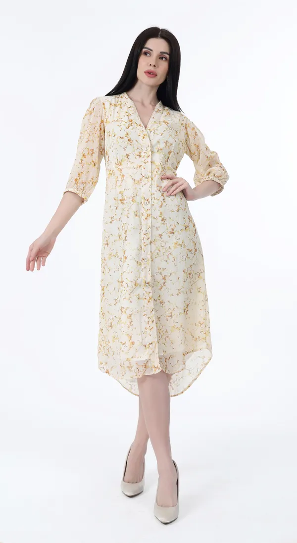 Multi_Woven_Premium_Polyester_Chiffon_Printed_A_line_Knee_length_dress_and_Complimentary_Scrunchie