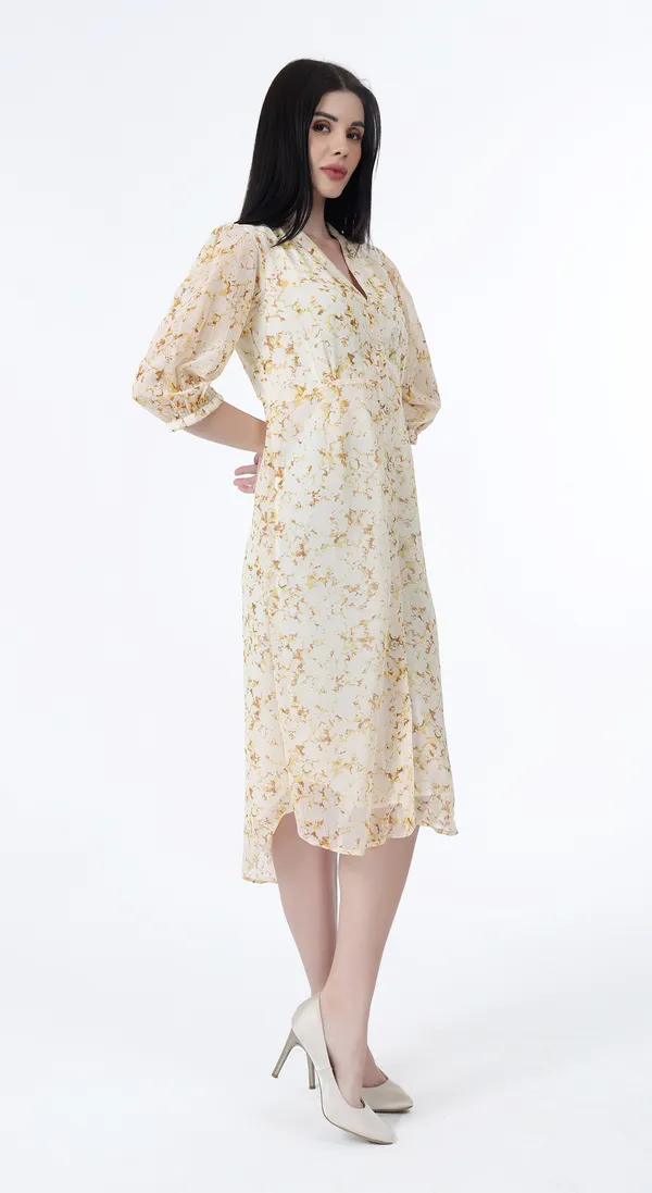 Multi_Woven_Premium_Polyester_Chiffon_Printed_A_line_Knee_length_dress_and_Complimentary_Scrunchie
