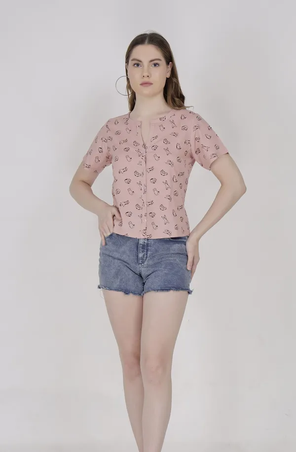 Dusty_Pink_Woven_Viscose_Rayon_Western_Wear_Top_For_Women