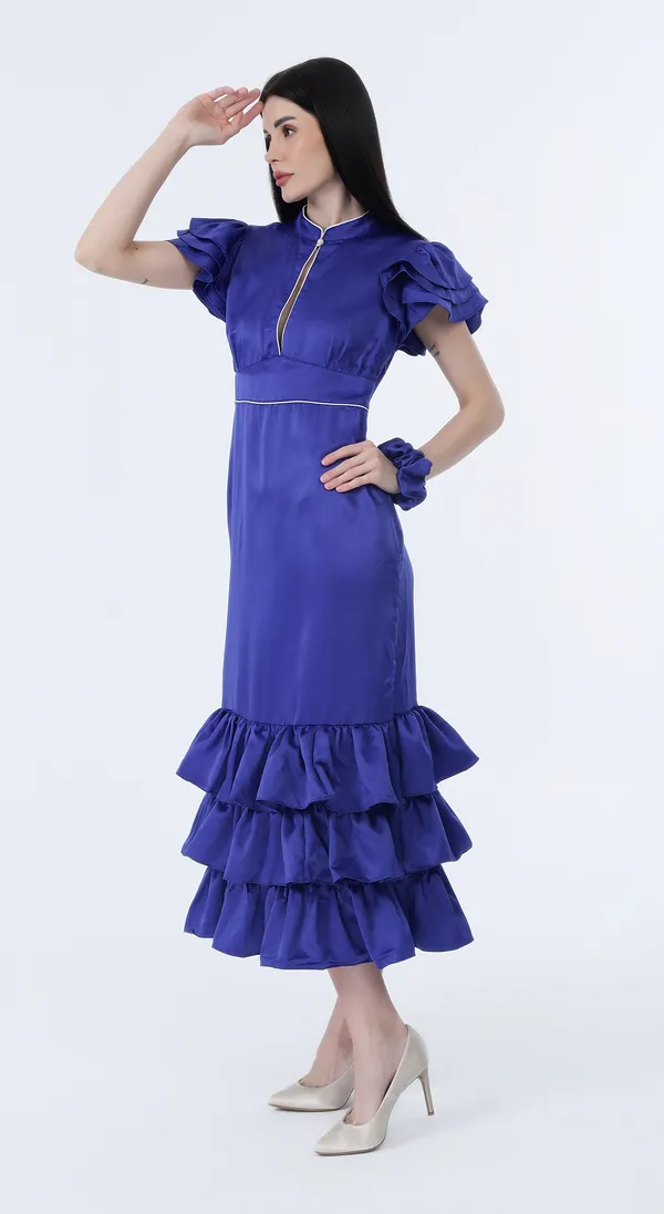 Royal_Blue_Woven_Premium_Polyester_Silky_Smooth_Satin_Long_Party_wear_Dress_With_Complimentary_Scrunchie