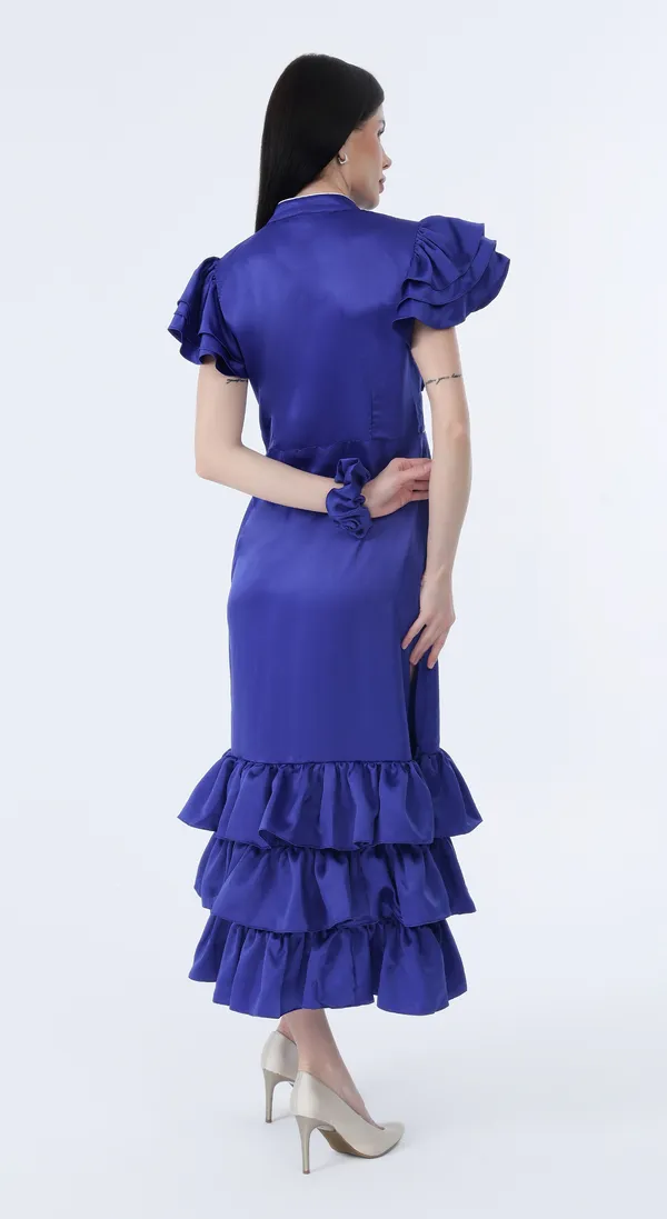 Royal_Blue_Woven_Premium_Polyester_Silky_Smooth_Satin_Long_Party_wear_Dress_With_Complimentary_Scrunchie