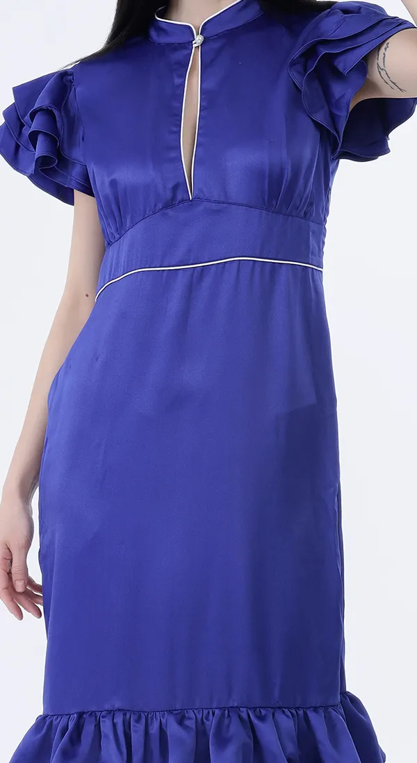 Royal_Blue_Woven_Premium_Polyester_Silky_Smooth_Satin_Long_Party_wear_Dress_With_Complimentary_Scrunchie
