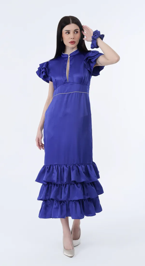 Royal_Blue_Woven_Premium_Polyester_Silky_Smooth_Satin_Long_Party_wear_Dress_With_Complimentary_Scrunchie