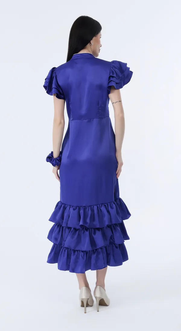 Royal_Blue_Woven_Premium_Polyester_Silky_Smooth_Satin_Long_Party_wear_Dress_With_Complimentary_Scrunchie