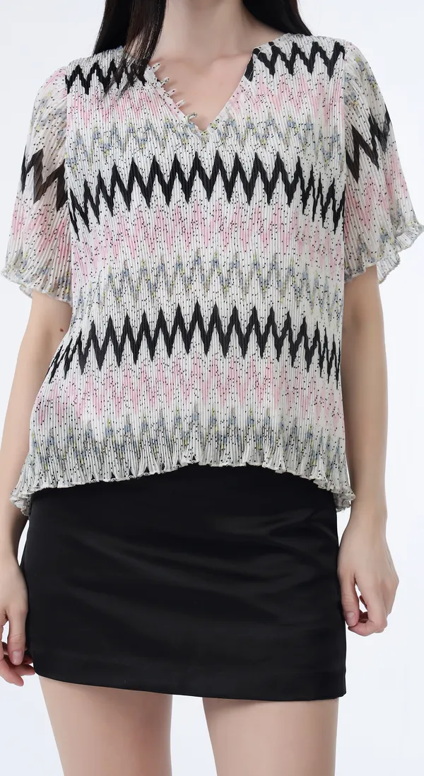 Multi_Chevron_Printed_Top_with_Lining_with_Complimentary_Scrunchie